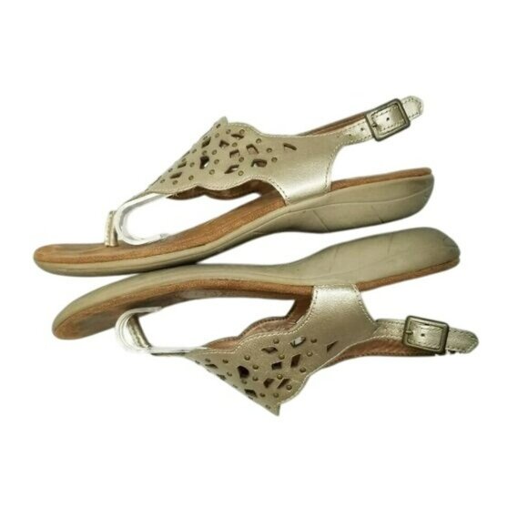 Cobb Hill New Balance Womens Leather Sandals 7M Gold Open Toe Perforated Design - Picture 12 of 13